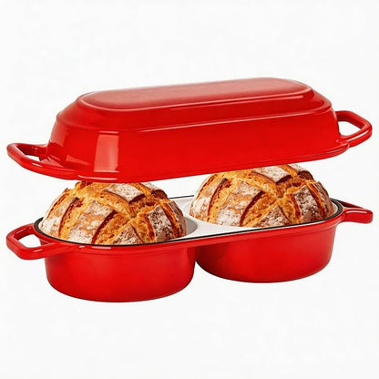 Mini Double Dutch Oven For Sourdough Bread Baking, 2.2QT Enameled Cast Iron - Image 9