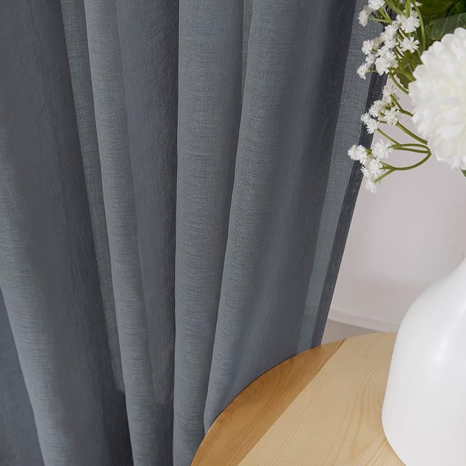 Tollpiz Sheer Curtains Linen Textured Living Room Curtain Sheers Light - Image 3