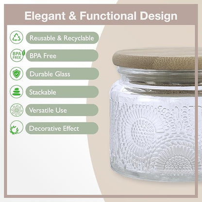 4 oz Mini Glass Jars with Airtight Bamboo Lids 12 pack, Decorative Small Food - Image 2