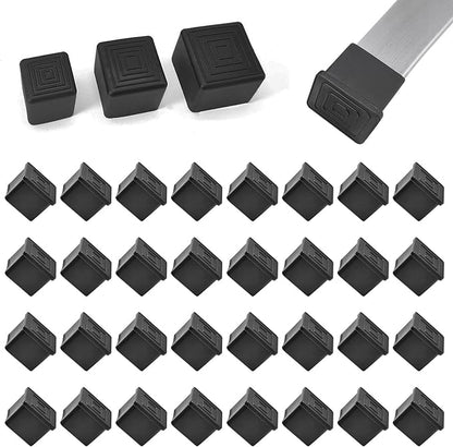 32 Pcs 1-1/4" x 1-1/4" Square Rubber Chair Leg Caps, PVC Table Leg Covers by BOPOREAE