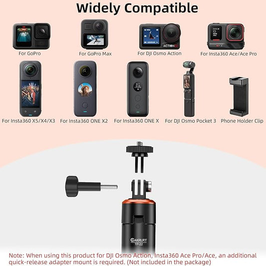 53.5" Portable Travel Selfie Stick Tripod for DJI Osmo Pocket 3, GoPro - Extendable Vlog Handle Stand for Go Pro Max, Hero 13/12/11/10/9, DJI Action 5 Pro/4, Insta360 X5 - Action Camera Accessories