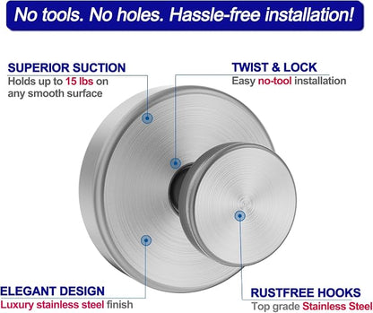 Suction Cup Hooks for Shower, Removable Towel Hooks for Bathroom Window Glass - Image 5