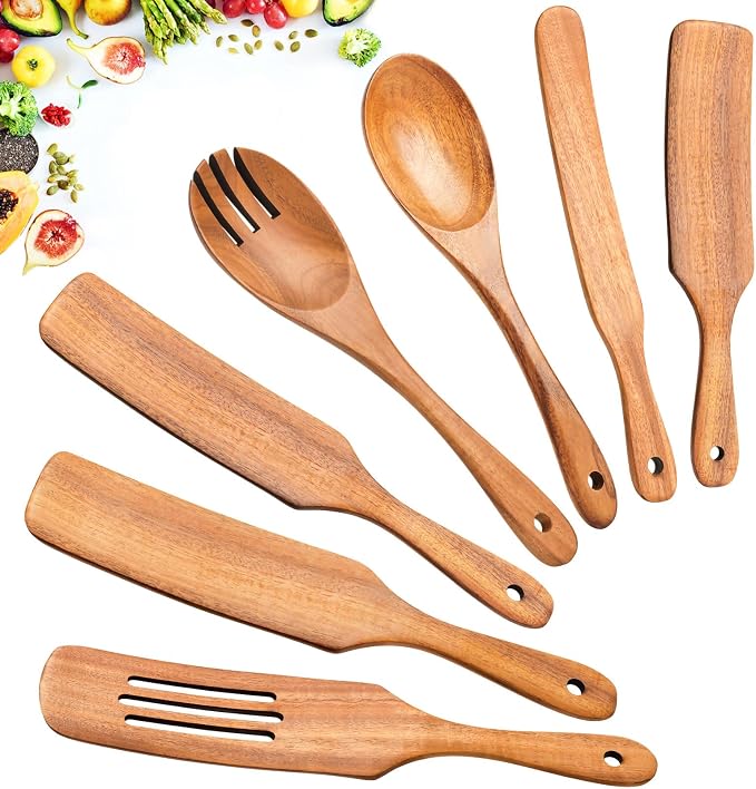 Spurtles Kitchen Tools Wooden, Natural Premium Spatula Set, Heat Resistant by Unknown