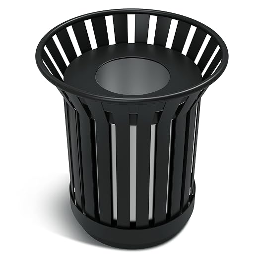16Gallon/62L Commercial Outdoor & Indoor Metal Trash Can, Outdoor Slatted Trash by Unknown