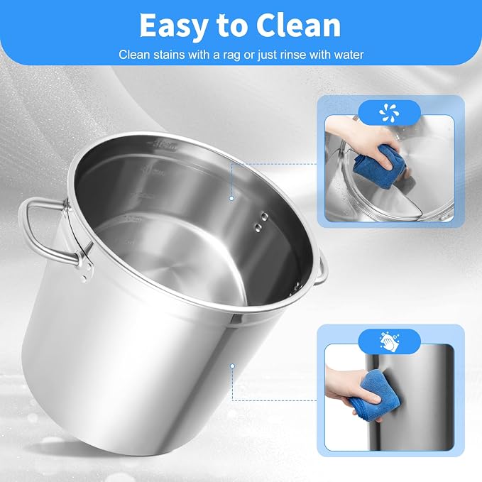 35L/30Qt Stainless Steel Stockpot, Kitchen Soup Big Cooking, Commercial Heavy - Image 4