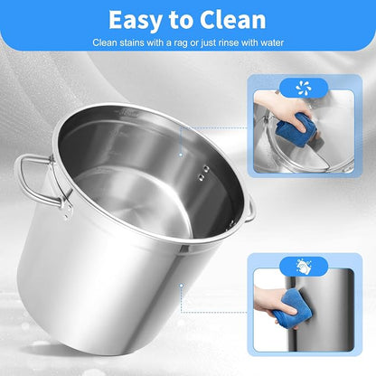 35L/30Qt Stainless Steel Stockpot, Kitchen Soup Big Cooking, Commercial Heavy - Image 4