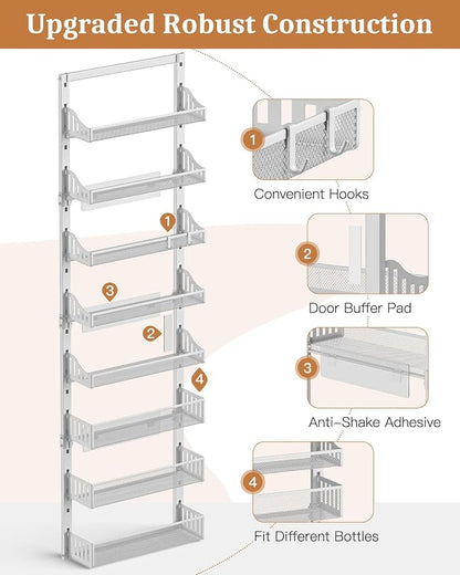 Over the Door Pantry Organizer 8-Tier, Large Metal Door Spice Rack - Image 8
