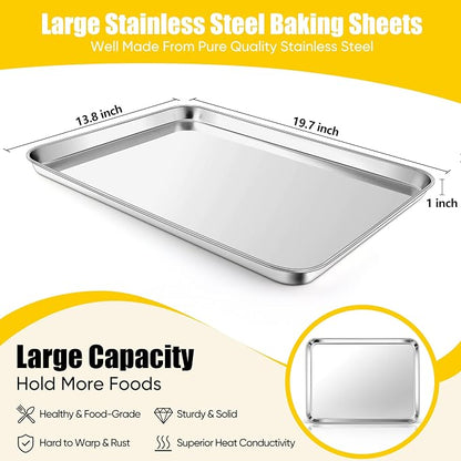 Homikit Baking Pan Sheet Set of 2, Stainless Steel Cookie Sheets Tray - Image 2