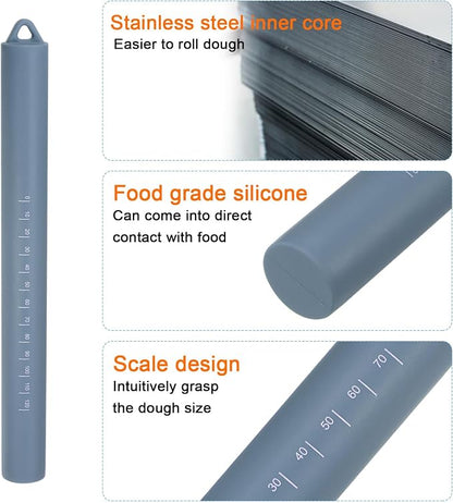 HARFINGTON Silicone Rolling Pin 10" Silicone Surface Non-Stick Stainless Steel - Image 4