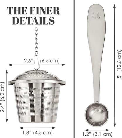 Tea Infuser Set of 2 with Tea Scoop & Drip Trays - Image 5