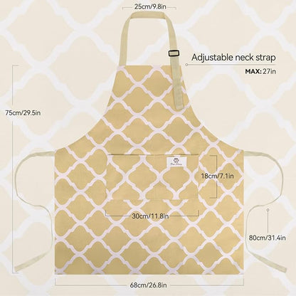 2 Pieces Aprons for Women with Pockets, Cotton Linen Waterproof Kitchen Cooking - Image 2