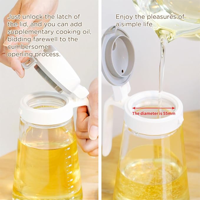 Auto Flip Olive Oil Dispenser Bottle - 12oz Clear Glass - Cruet - Image 2