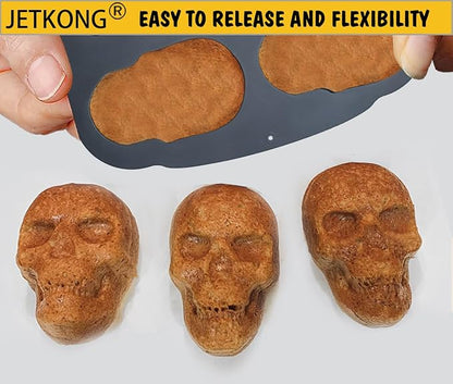 JETKONG 6 Cavity Skull Cake Pan and Silicone Skull Cakelet Mold - Image 5