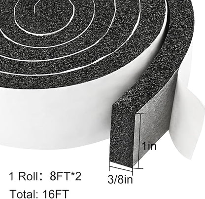 2 Rolls 1 Inch W 3/8 Inch T Weather Stripping Air Conditioner Open Cell Foam - Image 4