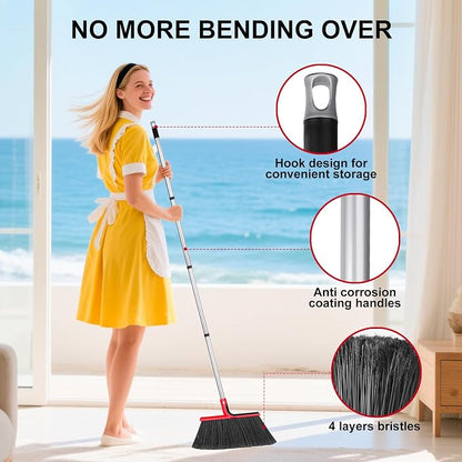 Angle Broom with 58″ Long Handle – 14″ Wide Stiff Bristles - Image 5