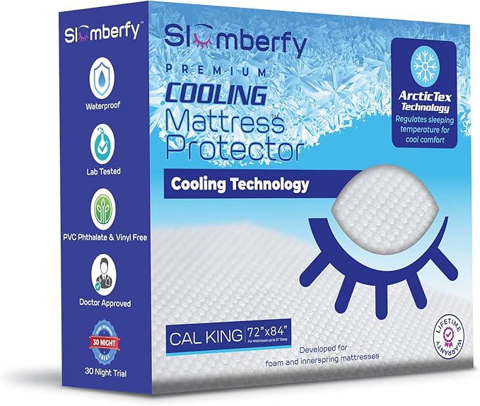 Cal King Size Waterproof Cooling Mattress Protector by Slumberfy by Slumberfy