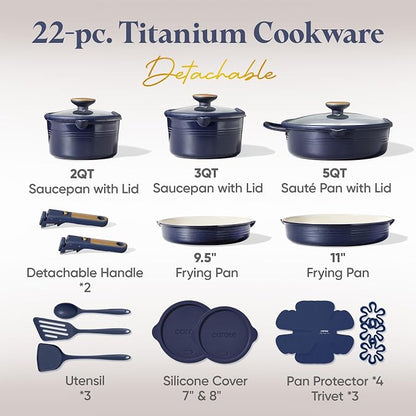 CAROTE 22Pcs Titanium Cookware Set, Pots and Pans Set Non Stick, Kitchen - Image 2