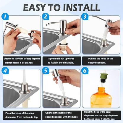 Soap Dispenser for Kitchen Sink, Stainless Steel Countertop Dish Soap Dispenser - Image 4