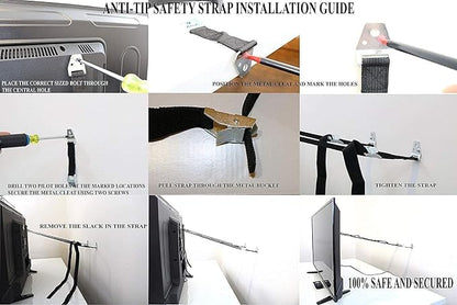 TV and Furniture Anti Tip Straps, Metal Heavy Duty TV Straps Child Safety - Image 7