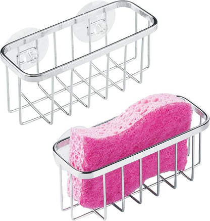 iDesign Stainless Steel Suction Sponge Holder, Kitchen Sink Sponge Caddy by iDesign