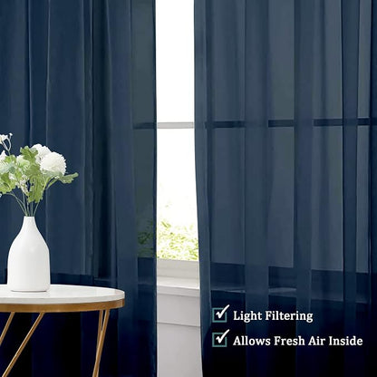Chyhomenyc Sheer Curtains 63 Inch Length Set of 2, Rod Pocket Voile Drapes - Image 7