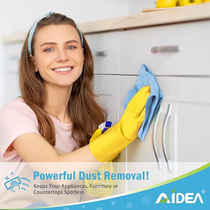 AIDEA Blue Microfiber Cleaning Cloth 24PK, Soft Absorbent Cleaning Rags - Image 4