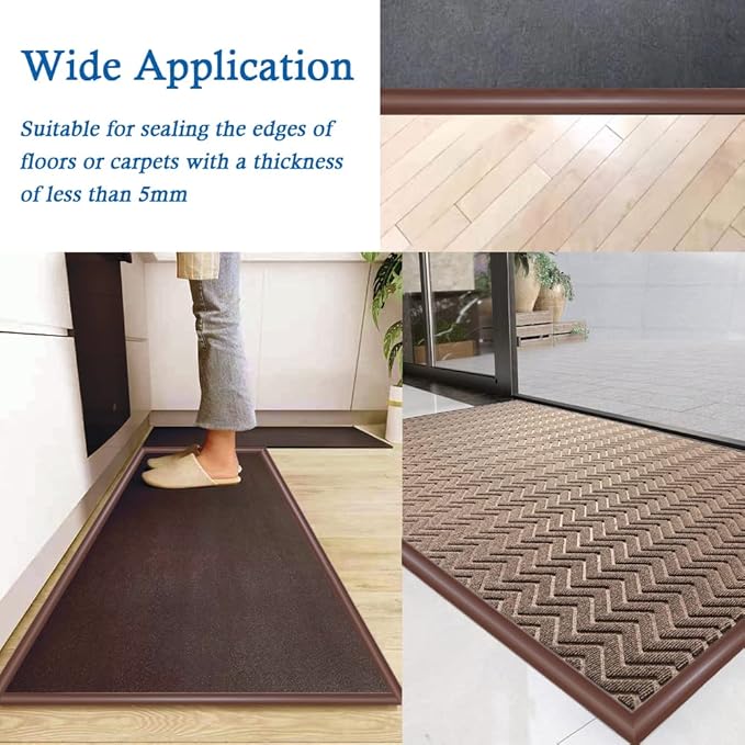Floor Transition Strip Self Adhesive Carpet & Flooring Transitions Edging Trim Strip PVC Threshold Transitions Suitable for Threshold Height Less Than 5mm (3.3Ft, Black Walnut)