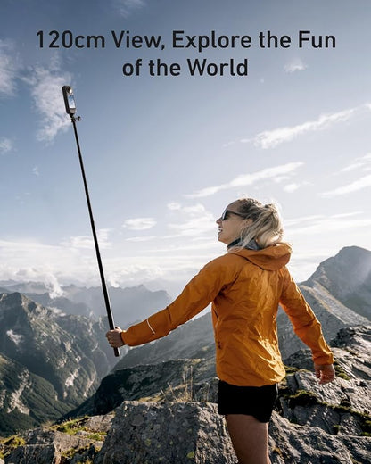 TELESIN 47" Extension Selfie Stick, Portable Handheld Invisible Monopod Pole for GoPro Hero 13 12 11 10 Insta360 X5 X4/DJI Osmo 360/Action 5 4 Pocket/AKASO Vlog Selfie Stick, Action Camera Accessories