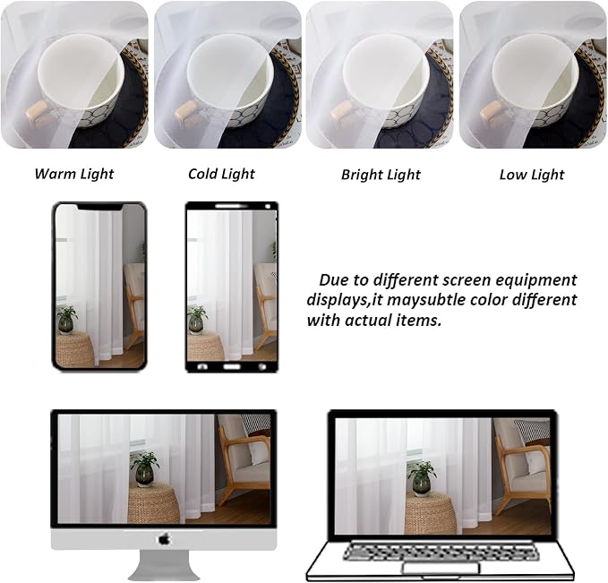 Chyhomenyc Extra Long White Sheer Curtains 144 inch 2 Panels, Translucent - Image 2