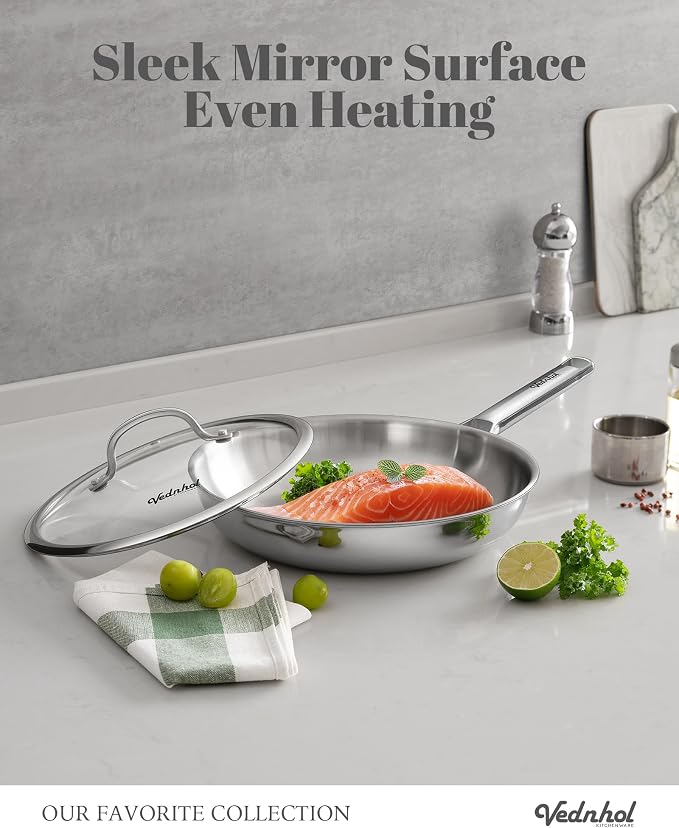 Stainless Steel Pan, 12 Inch Stainless Steel Frying Pan, Tri-Ply Stainless - Image 3