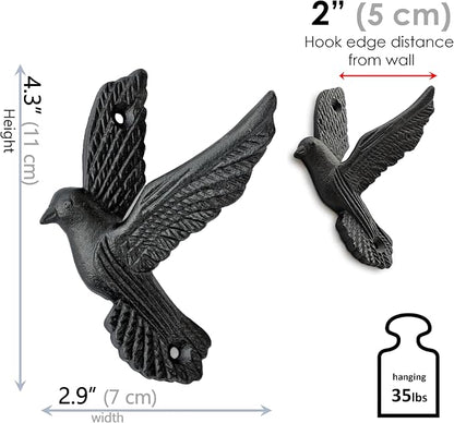 Ambipolar Flying Style Iron Cast Decorative Pigeon Bird Wall Mounted Coat Hooks - Image 2