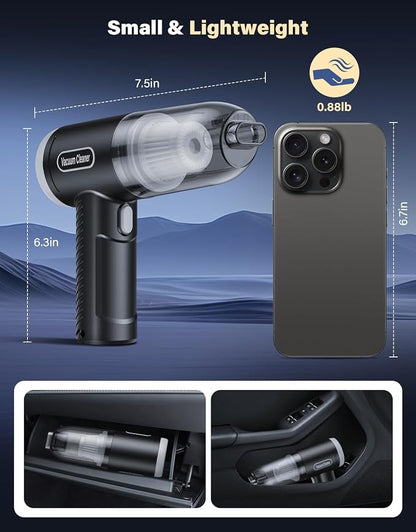 Car Vacuum Portable Cordless, 9000Pa Handheld Vacuum Mini Vacuum Cleaner High - Image 8