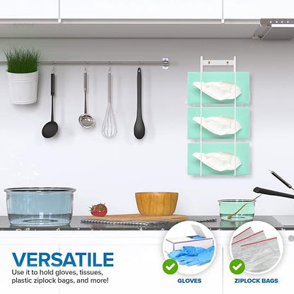 Stock Your Home (White Metal Triple Gloves Dispenser, Tissue Box Shelf - Image 6