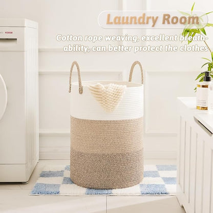 Laundry Basket, Woven Cotton Rope Laundry Hamper, 40L - Image 2