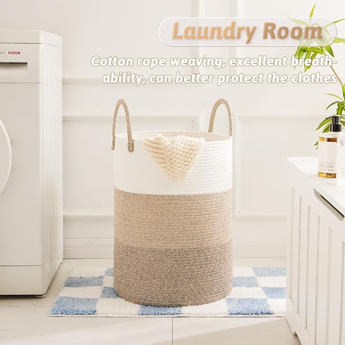Laundry Basket, Woven Cotton Rope Laundry Hamper, 100L - Image 2