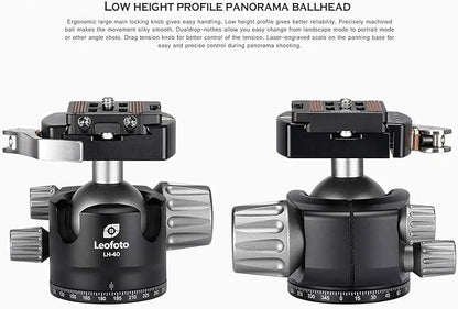 Leofoto Professional Camera Tripod, 63.7" Compact Carbon Fiber Tripod for DSLR Video Camcorder, 5 Leg Sections, 360° Ball Head, Max Load 20KG/44Lb (LS-365CX+LH-40LR)