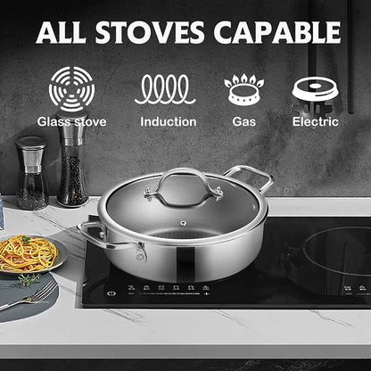 Saute Pan, Hybrid Non Stick 5 Quart Everyday Braiser pan, Chicken Fryer - Image 5