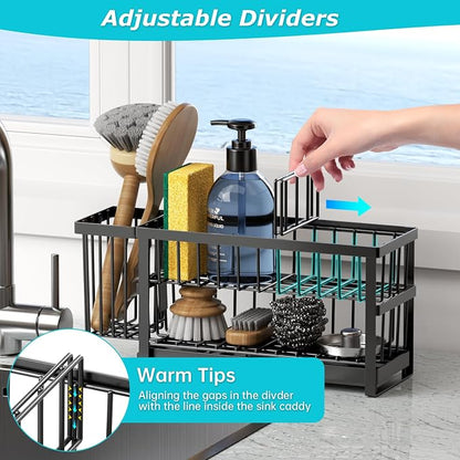 Sponge Holder for Kitchen Sink, 2 Tier Sink Caddy Organizer Countertop - Image 4