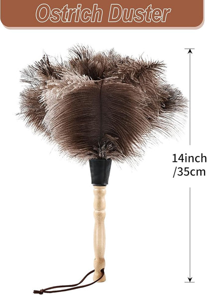 Ostrich Feather Duster 14" Natural Handheld Reusable Feathers Dusters - Image 2