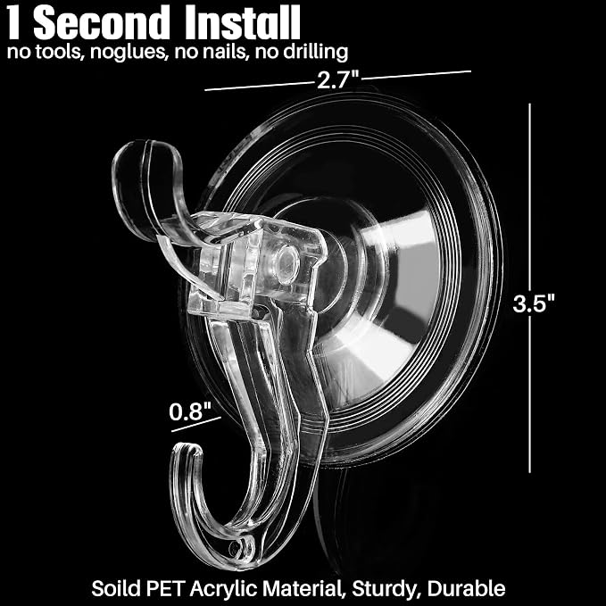 Antimbee Transparent Heavy Duty Suction Hooks, 5 Pack, Holds up to 11 lbs - Image 6
