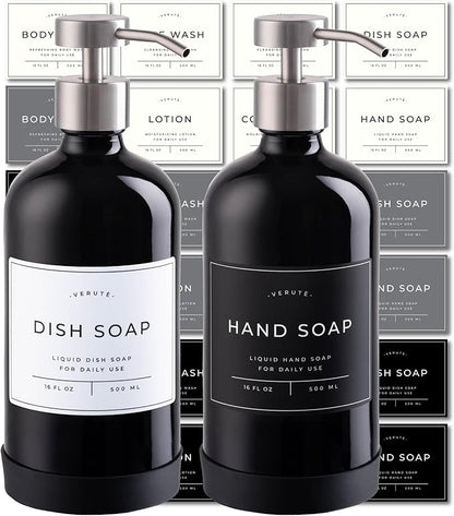 Hand and Dish Soap Dispenser for Kitchen and Bathroom, Stainless Steel Pumps by Verute