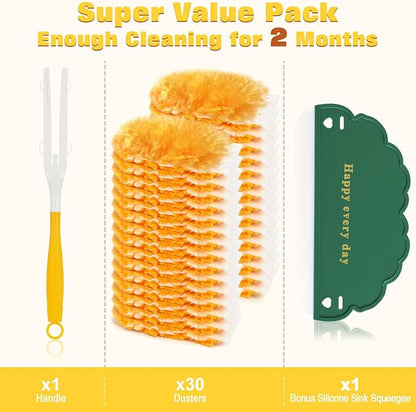 360° Heavy Duty Duster Refills for Swiffer Duster, 30 Pack & 1Handle 4X Faster - Image 5