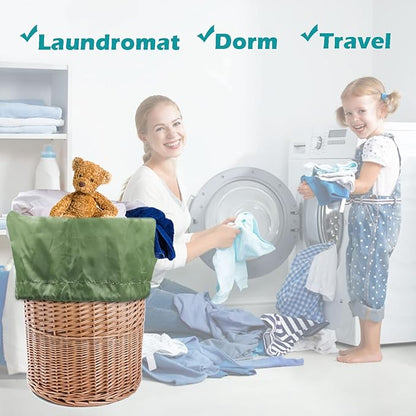 Heavy Duty Laundry Bag 2 Pack XL Nylon Laundry Bags with Straps, Washable Large Dirty Clothes Organizer with Drawstring Closure, Travel Washing Bag Fit a Laundry Hamper or Basket