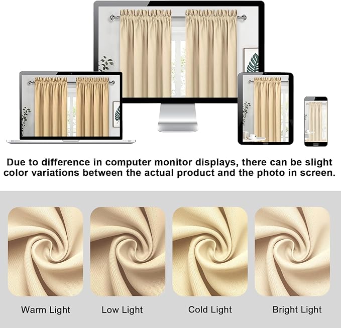 DWCN Blackout Curtains Room Darkening Thermal Insulated Bedroom Curtains Window - Image 3