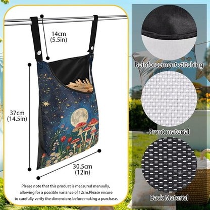 Mushroom Handy Clothespin Bags Moon Space-Saving Clothespin Storage Hanger Bag - Image 6