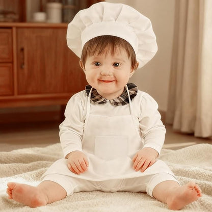 2PCS Baby Chef Outfit Set, Baby Apron and Chef Hat - Image 7