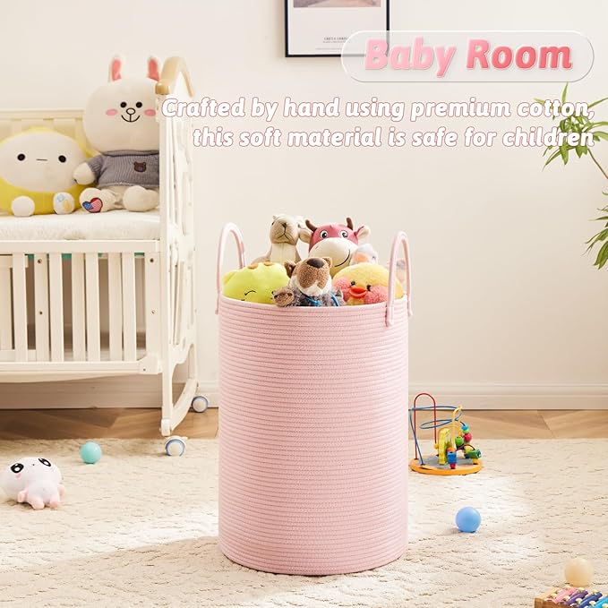Laundry Basket, Woven Cotton Rope Laundry Hamper, 80L - Image 4