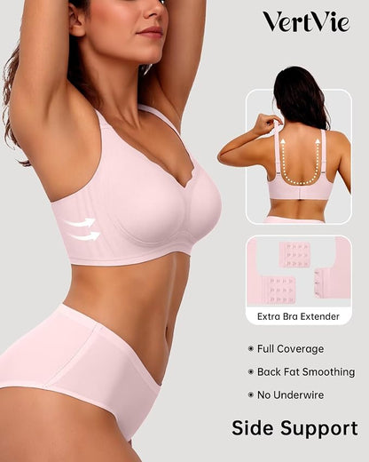 Vertvie Womens Seamless Bras No Underwire Supportive Wireless Push Up Full - Image 3