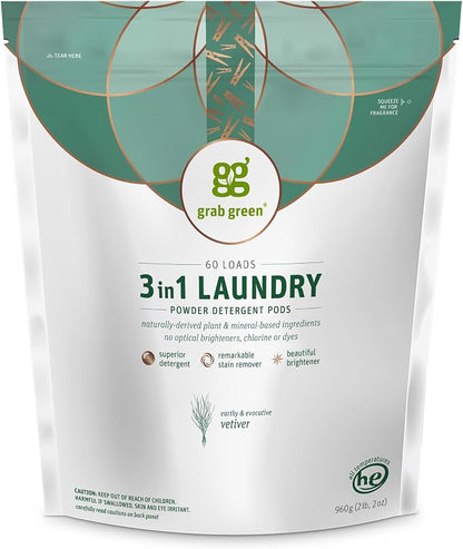 Grab Green 3-in-1 Laundry Detergent Pods, Vetiver Scent, Plant and Mineral Based - Image 2