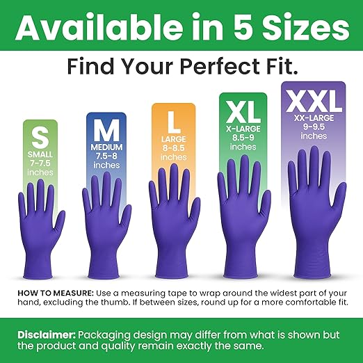 SafeWay Nitrile Disposable Gloves — Multi-Purpose Powder-Free, Non-Latex, Medical Use, and Textured Fingertips for Food Prep, Cleaning, Tattoo, Nursing, Lab, Examination, & More — (6000 pcs, Small)